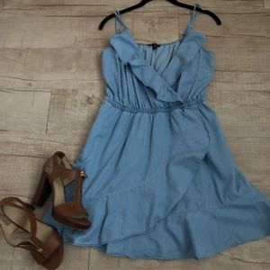 Express Denim Ruffle Dress